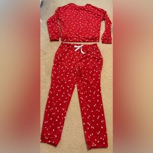 Auden Red Velour Christmas Pajama Set with White Tree Design